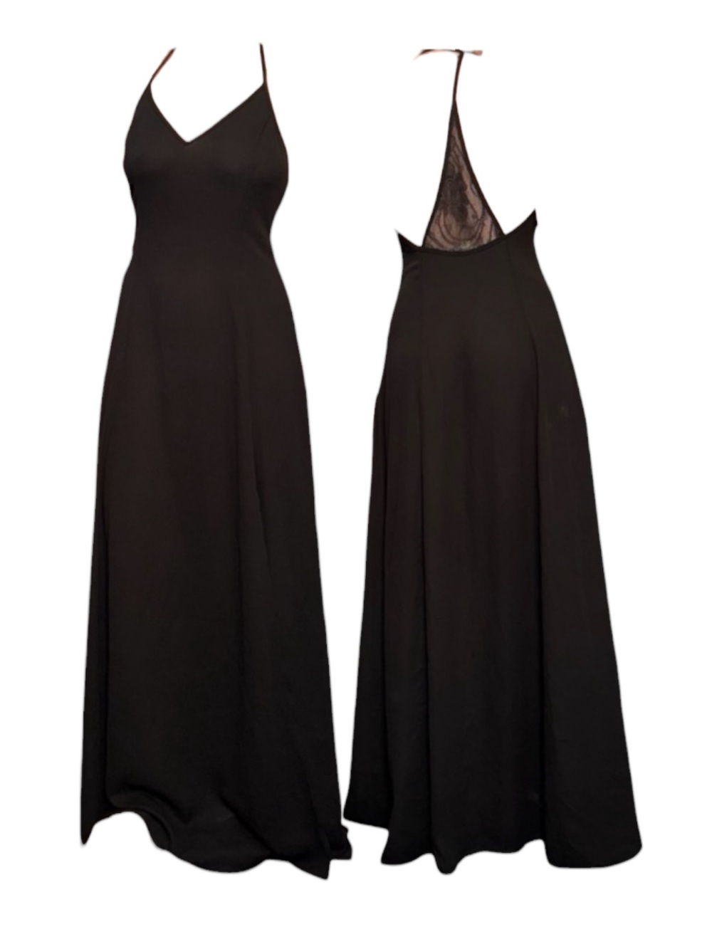 Elegant Black Spaghetti Strap Maxi Dress